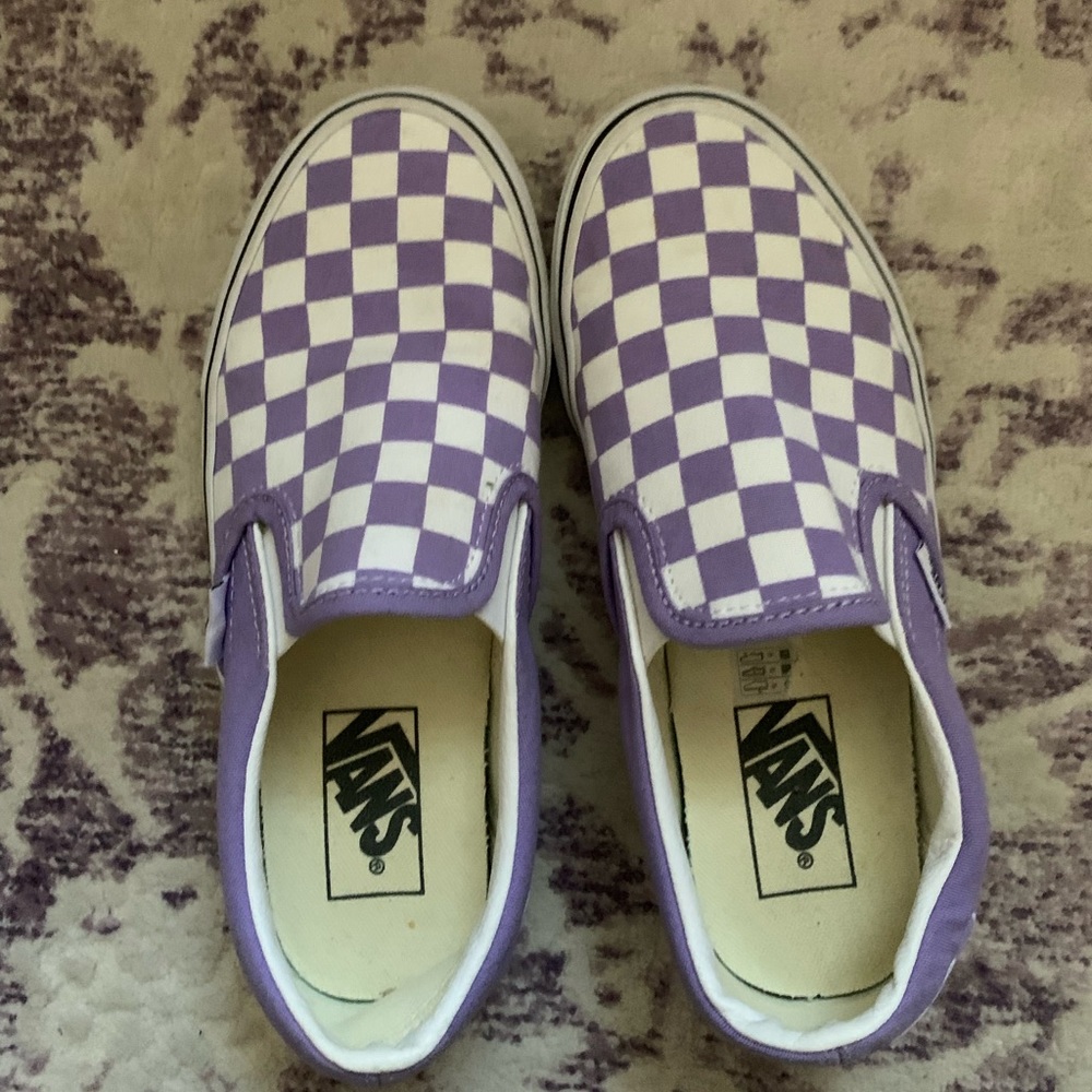 Purple Checkered Van Slip-ons